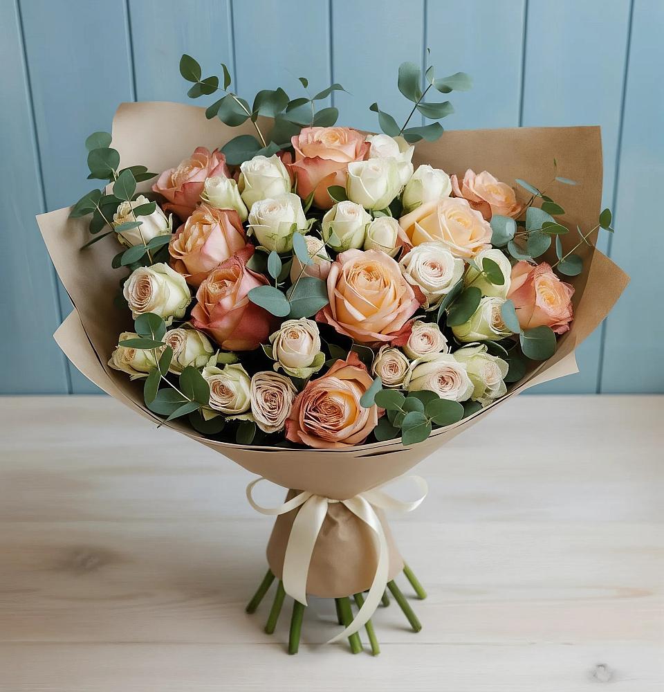 Букет цветов из: Альстромерии и Розы в Мильково