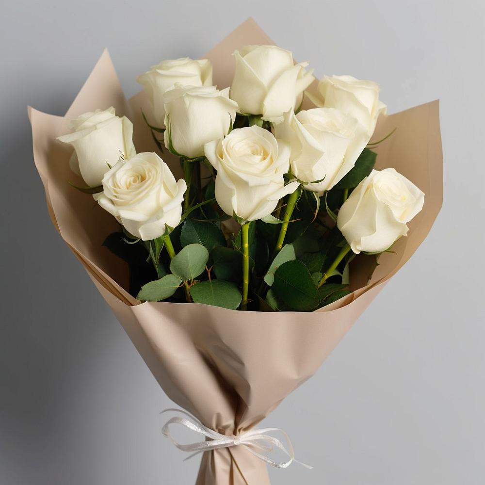 Букет 9 Белых роз Эдлесс Лав в Мильково