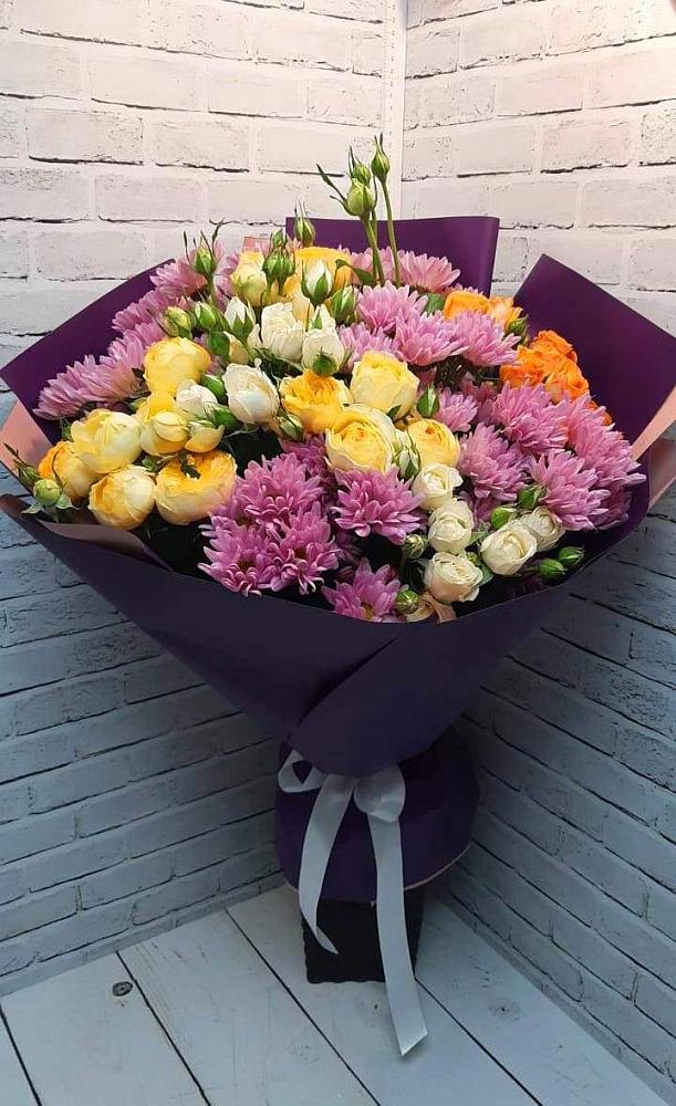 Букет цветов из: Хризантемы и Розы в Мильково