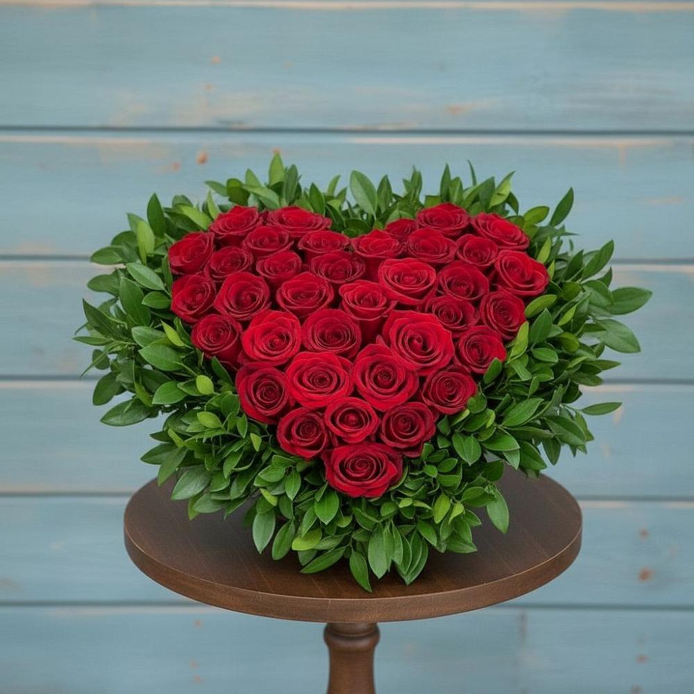 Цветочная композиция из Розы в виде сердца в Мильково