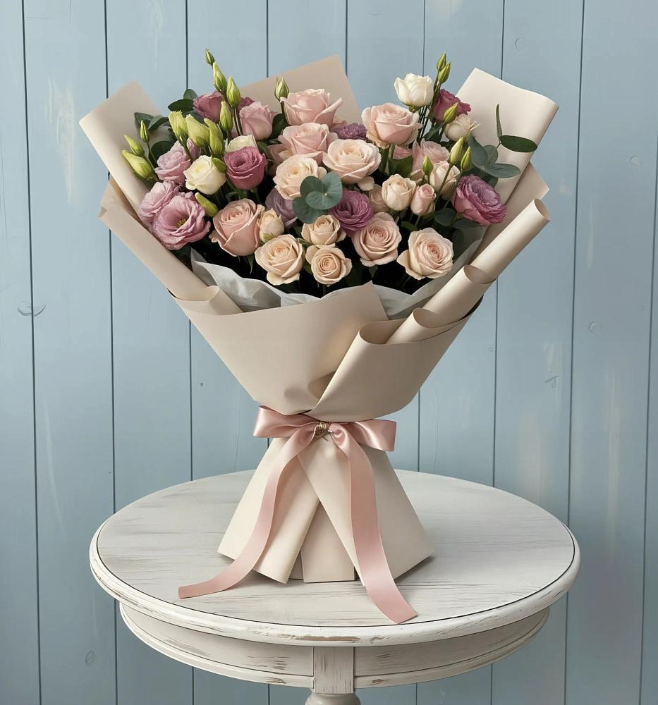 Букет цветов из: Розы и Лизиантусы в Мильково