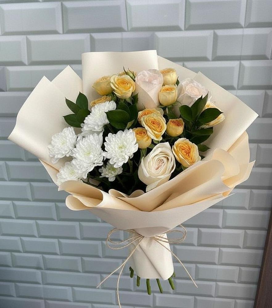 Букет цветов из: Розы и Хризантемы в Мильково