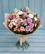 Букет цветов из:  Хризантемы, Розы и Альстромерии #REPLACE_PRED# Мильково