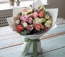 Букет цветов из:  Розы, Лизиантусы и Гвоздики в Мильково