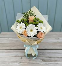 Букет цветов из:  Герберы, Розы и Хризантемы в Мильково
