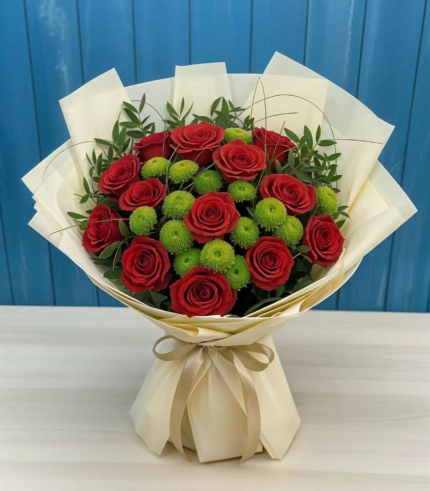 Букет цветов из: Розы и Хризантемы в Мильково